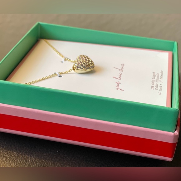 Heart Pendant Necklace - 14K Gold Dipped Cubic Zirconia - Gold & Pink- A New Day - Picture 15 of 16
